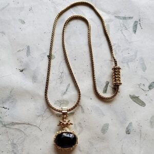 Vintage Estate Goldette Pendant Necklace Gold Tone Wheat Link Magnetic Clasp